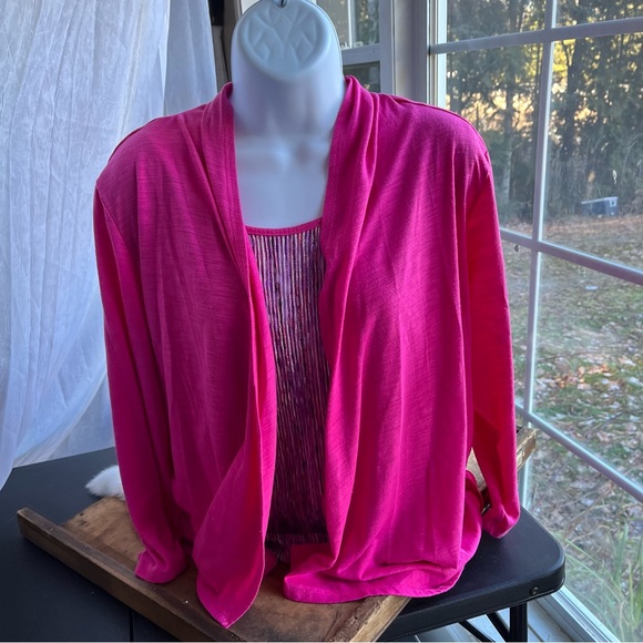 3/$40 Notations Xl Blouse combination Tank top with attached Cardigan 3/4 sleeve - Picture 6 of 6